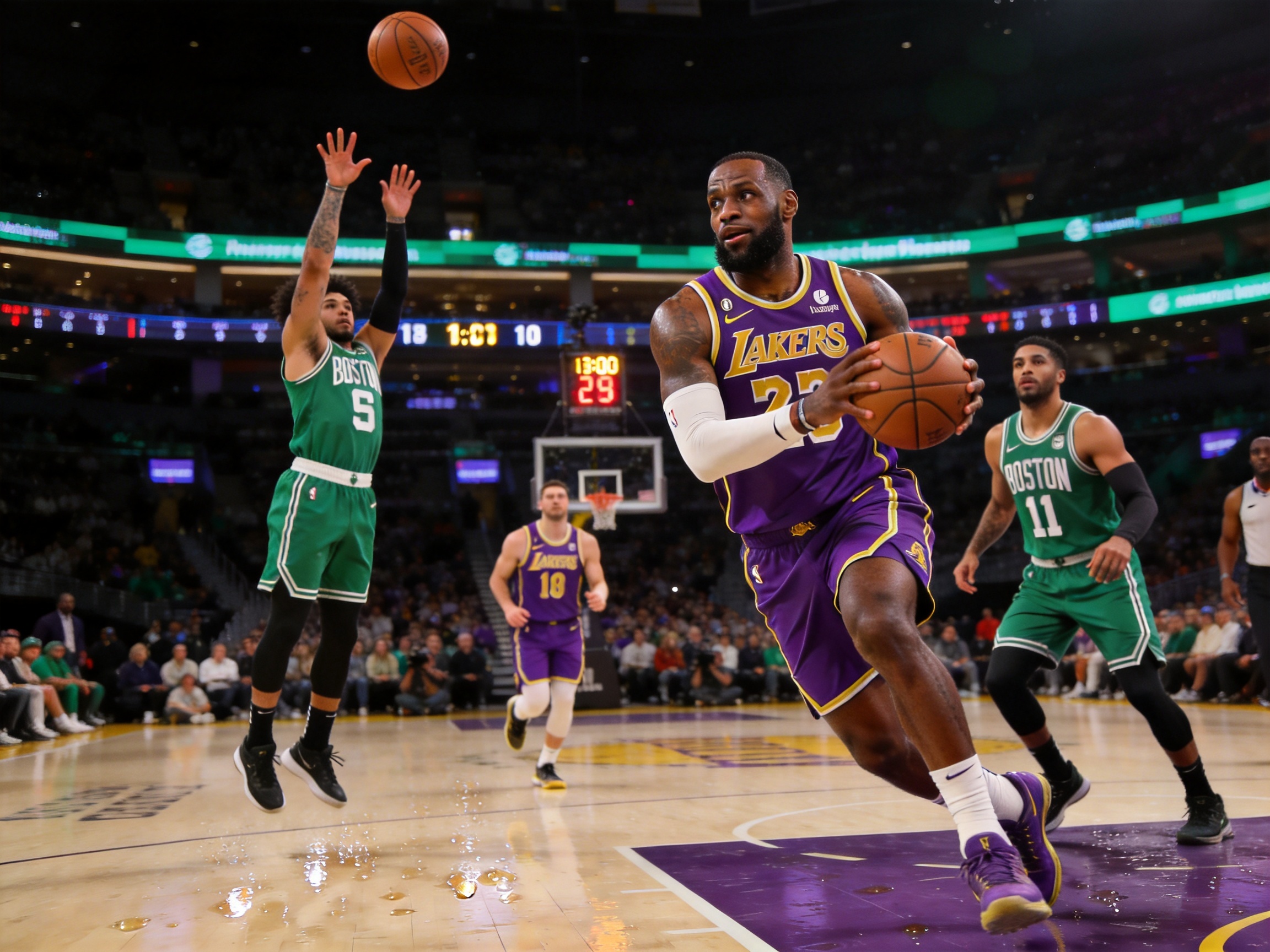 NBA总决赛湖人凯尔特人激烈对抗